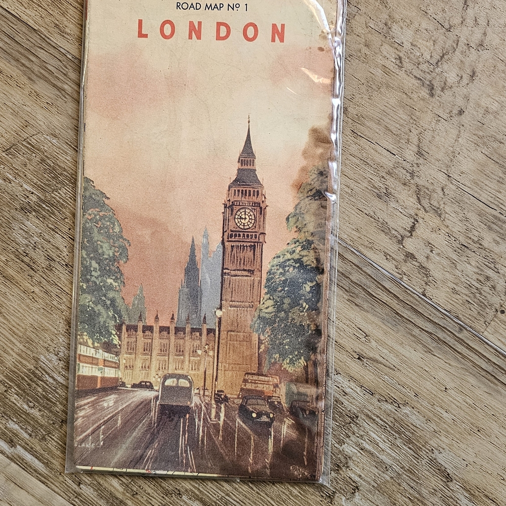 Vintage London Road Map with Big Ben Illustration